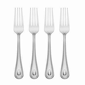 Lenox French Perle Salad Forks, Set of 4 Metallic, STAINLESS METAL 894745