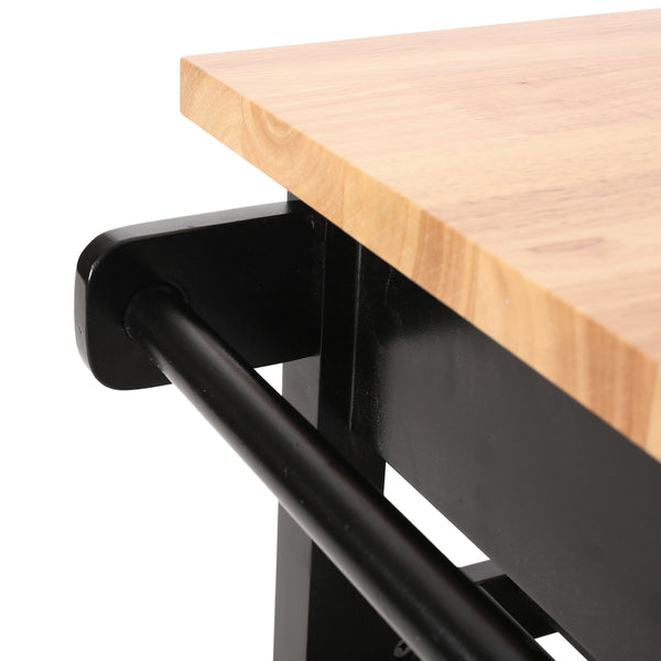 English Elm Christopher Knight Home® - Kitchen Island Cart with Solid Rubberwood Top, 41.75" Mobile Island with Drawer, Cabinet, Shelves & Wheels Black 67756.00NATBLK