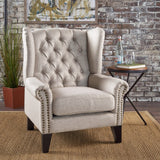 Christopher Knight Home® - Noble House - Laird Traditional Winged Beige Fabric Accent Chair