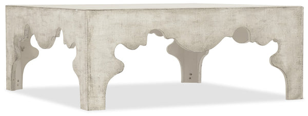 Hooker Furniture Boheme Grain Sack White Square Cocktail Table With Sculpted Legs, Plaster-Like Finish, 40" X40" 5750-80112-LTWD
