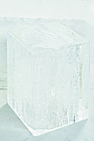 Bernhardt Bernhardt Sculptural Acrylic Arctic Chairside Table — Solid Clear Wood-Grain Accent, 11X16.5" 375105