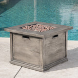 Christopher Knight Home® Noble House Outdoor Patio 24'' H X 32'' W Square Gas Burning Concrete Fire Pit Wood Pattern - Grey - 40,000 Btu