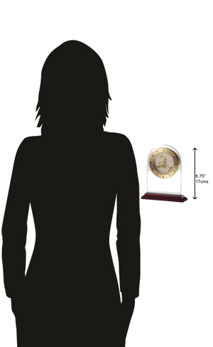 Hekman Furniture 645603 World Time Arch Clock - Elegant Brass Table Clock With Beveled Glass & Global Time Zone Map  World Time Arch Tabletop Clock 645603