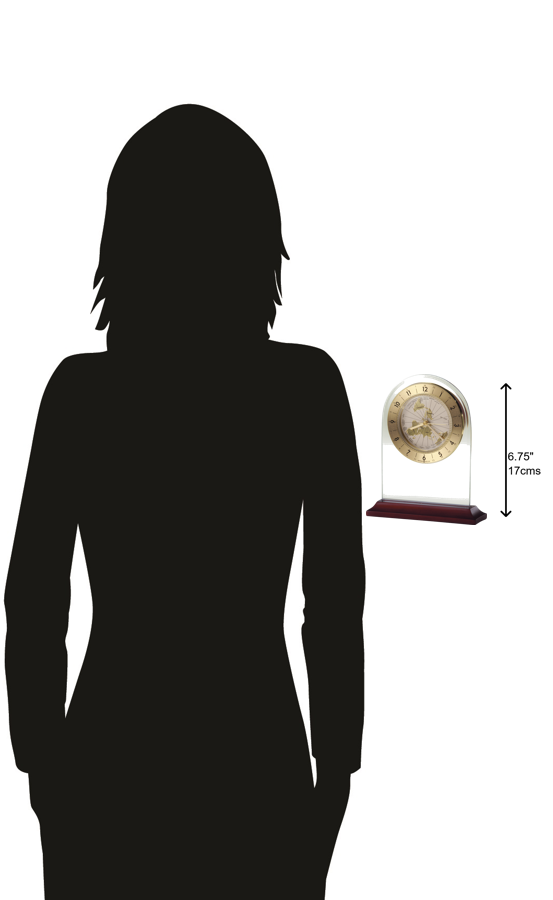 Hekman Furniture 645603 World Time Arch Clock - Elegant Brass Table Clock With Beveled Glass & Global Time Zone Map  World Time Arch Tabletop Clock 645603