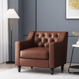 Christopher Knight Home® Contemporary Tufted Club Chair - Faux Leather, Birch Wood Legs