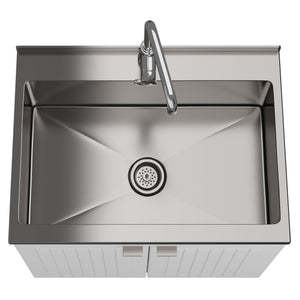 English Elm Murphy 28" Laundry Cabinet With Deep Stainless Steel Sink & High-Arch Faucet - Perfect For Your Space! B136P158808