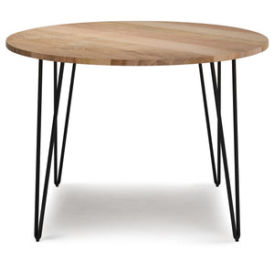 English Elm Hunter 45-Inch Round Dining Table – Stylish Mango Wood & Hairpin Legs For Modern Spaces, Seats 4 B136P158742