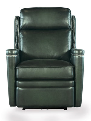 Hooker Furniture Hamilton Luxe Power Recliner With Semi-Aniline Leather, Zero-Gravity Recline, Usb Port, Nailhead Trim Green SS116-PHZ1-029