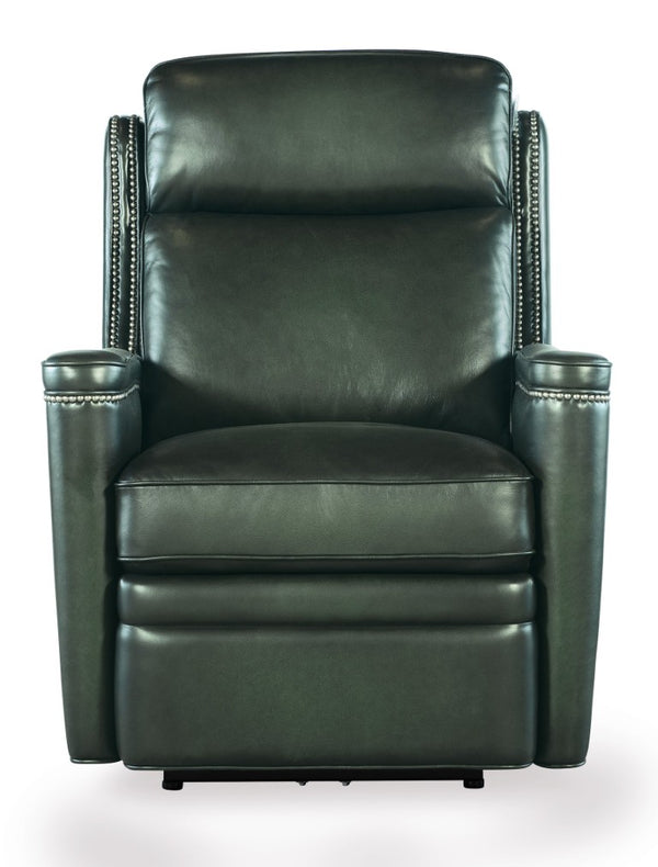 Hooker Furniture Hamilton Luxe Power Recliner With Semi-Aniline Leather, Zero-Gravity Recline, Usb Port, Nailhead Trim Green SS116-PHZ1-029