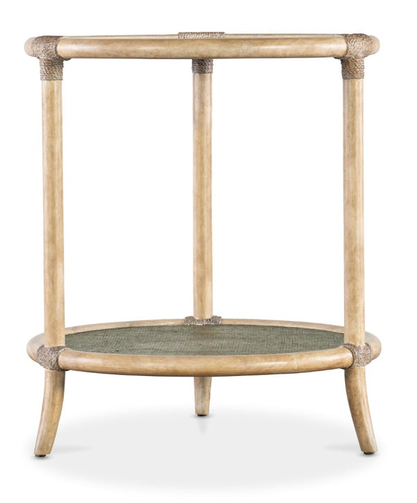 Hooker Furniture Retreat Raffia End Table With Tempered Glass Inset, Rope Detail, Maple Veneer For Coastal Charm Greens 6950-80116-35