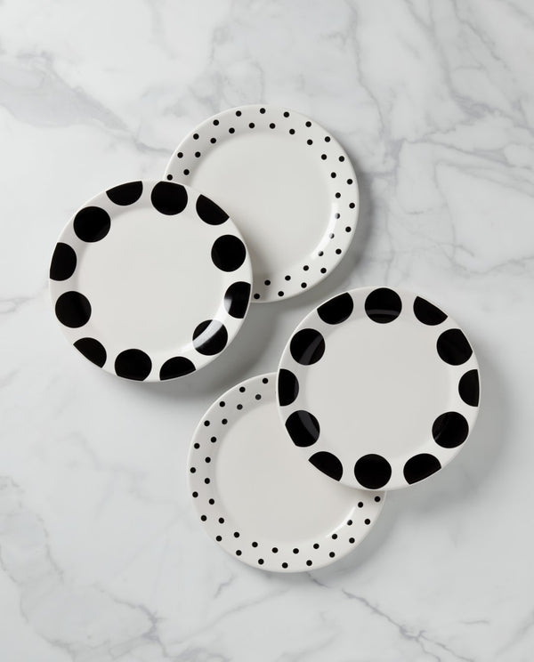 Lenox Kate Spade On The Dot Assorted Dinner Plates, Set of 4 White, WHITE STONEWARE 895200