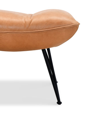 Hooker Furniture Kayne Tufted Top-grain Leather Ottoman with Spindle Legs for Modern Living Rooms CC416-OT-086