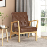 Christopher Knight Home® - Noble House - Marcola Mid Century Modern Upholstered Club Chair with Wood Frame, Cognac Brown and Walnut