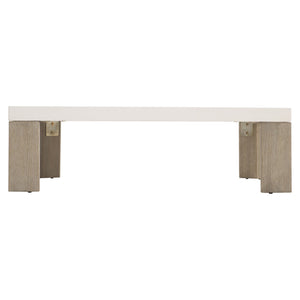 Bernhardt Bernhardt Lorenzo Square Cocktail Table — 52" Grc Vintage Cream Top With Quartered White Oak Flint Base, Modern Organic Focal Piece 465011