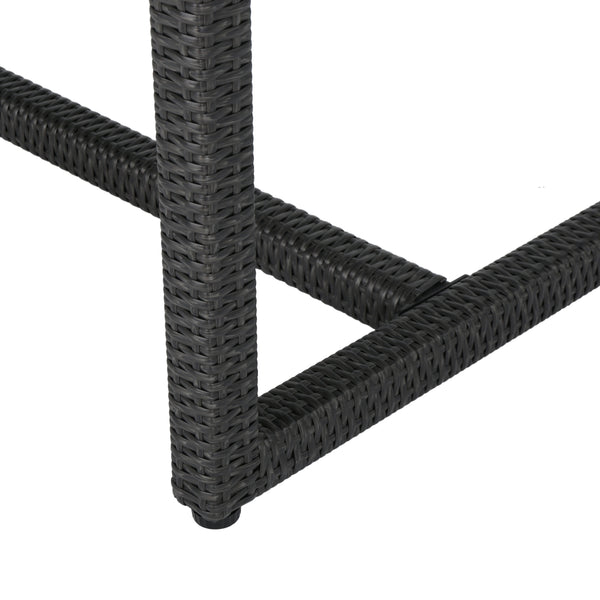 English Elm Christopher Knight Home® - SANTA rattan dining table with water-resistant iron frame, woven patio centerpiece for outdoor entertaining Grey 62.5 L x 38 W x 6 H 62003.00GRY