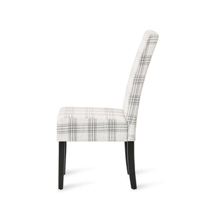 English Elm Christopher Knight Home® - DINING Chair with Plush Fabric Upholstery, Rubberwood Legs, Contemporary Minimalist Comfort and Style Grey Plaid 60162.00GRYPLD