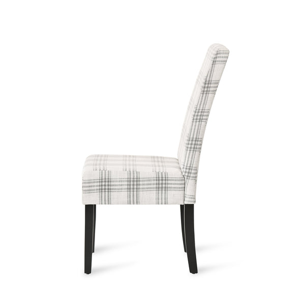 English Elm Christopher Knight Home® - DINING Chair with Plush Fabric Upholstery, Rubberwood Legs, Contemporary Minimalist Comfort and Style Grey Plaid 60162.00GRYPLD