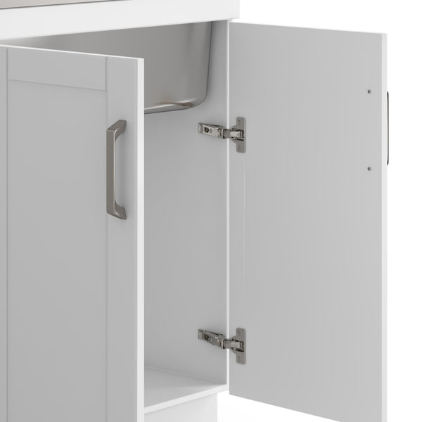 English Elm Kyle 28" All-In-One Laundry Cabinet With Deep Stainless Steel Sink & Pull-Out Faucet - White Finish B136P158800