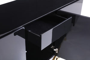 VIG Furniture Legend Modern Black & Gold Buffet — Glossy Lacquer Storage Console With Sculptural Champagne-Gold Base, 79" VGVCG8111-BLK