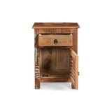 Christopher Knight Home® - Noble House - Laveer Boho Handcrafted Wooden Side Table with Drawer, Distressed Paint