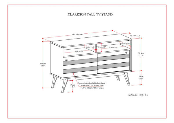 English Elm Clarkson Rustic Tv Stand - Handcrafted Acacia Wood, Mid-Century Design, Fits Tvs Up To 60" B136P158780