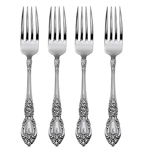 Lenox Oneida Wordsworth Everyday Flatware Dinner Forks, Set of 4 Metallic, STAINLESS METAL 2285004A
