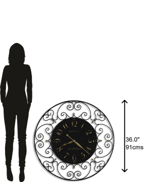 Hekman Furniture 625367 Joline Oversized Wall Clock - Elegant Black Iron Design With Gold Numerals For Every Room  Joline Wall Clock 625367