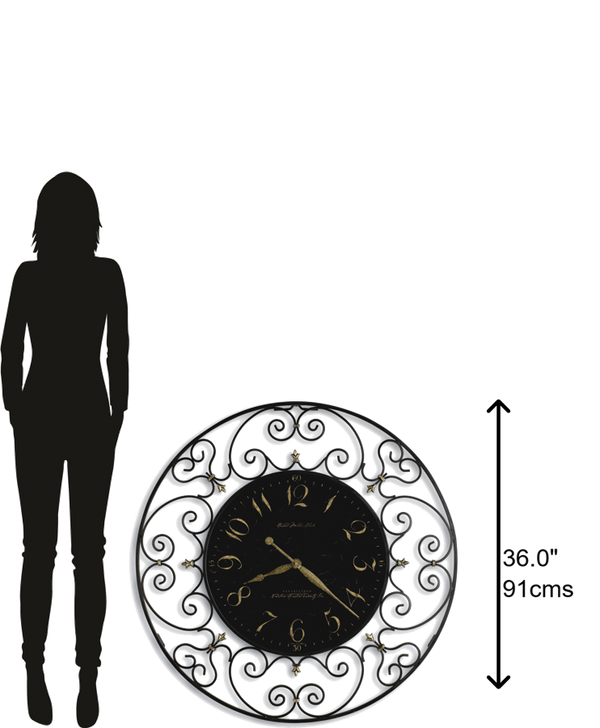 Hekman Furniture 625367 Joline Oversized Wall Clock - Elegant Black Iron Design With Gold Numerals For Every Room  Joline Wall Clock 625367