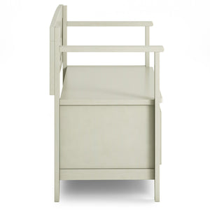 English Elm Amherst Solid Wood Entryway Storage Bench - Rustic Antique White, Hidden Storage & Seating For Two B136P158335