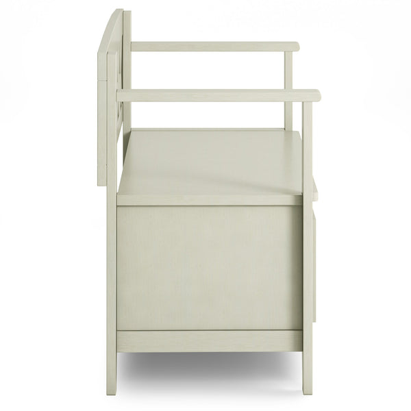 English Elm Amherst Solid Wood Entryway Storage Bench - Rustic Antique White, Hidden Storage & Seating For Two B136P158335