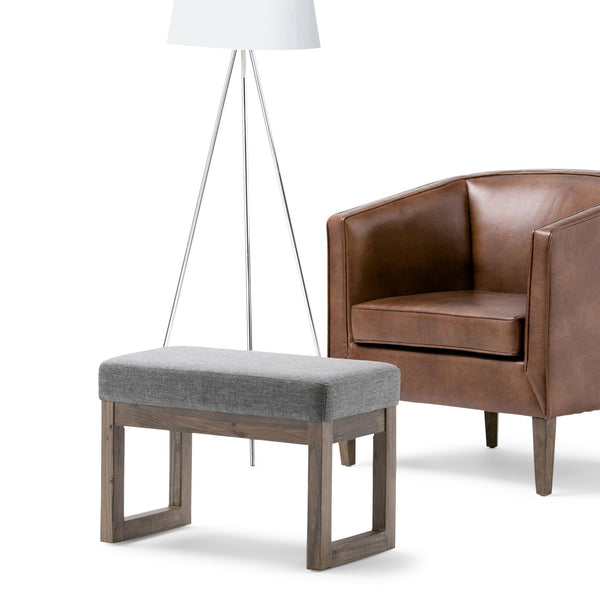 English Elm Milltown Small Ottoman Footstool Bench - Grey Linen-Look Fabric, Versatile, Stylish, Durable Design B136P158200