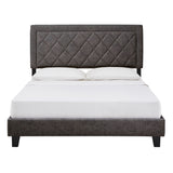 Homelegance By Top-Line Terrell Black Finish Frame with Velvet Fabric Platform Bed Grey Velvet