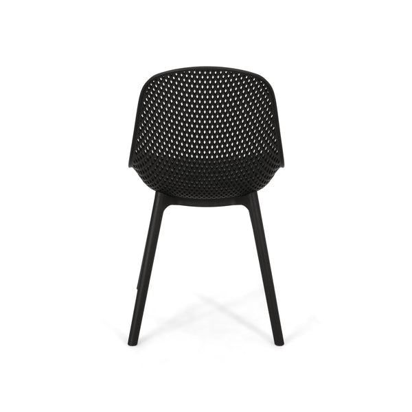 English Elm Christopher Knight Home® - POSEY Chair - Weather-Resistant Polypropylene Outdoor Dining Chair with Perforated Diamond Mesh Design for Durable Style Black 27.5 L x 21.5 W x 20.2 H 69067.00