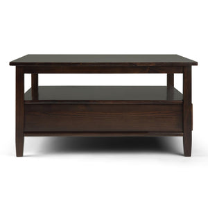 English Elm Warm Shaker Square Coffee Table - Tobacco Brown Wood With Storage, Timeless Style For Your Home B136P159736-GIGA