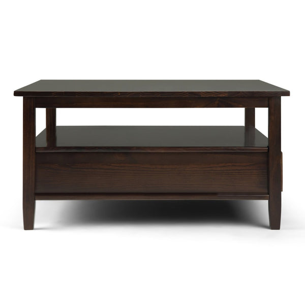 English Elm Warm Shaker Square Coffee Table - Tobacco Brown Wood With Storage, Timeless Style For Your Home B136P159736-GIGA
