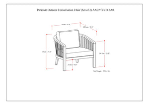 English Elm Parkside Handwoven Outdoor Conversation Chairs Set of 2 - Natural Beige Acacia Wood, Weather‑Resistant Cushions B136P159363