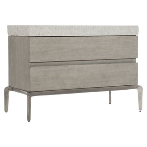 Bernhardt Bernhardt Ritter Nightstand — Sculptural Flint Wood & Sand Grey Concrete Top, Soft-Close Drawers, Usb Charger 309232