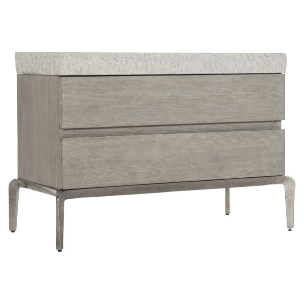 Bernhardt Bernhardt Ritter Nightstand — Sculptural Flint Wood & Sand Grey Concrete Top, Soft-Close Drawers, Usb Charger 309232