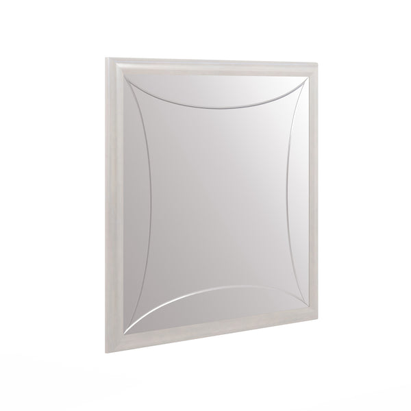 A.R.T. Furniture Mezzanine Framed Mirror In Dove Gray - Elegant Etched Curves For Timeless Transitional Decor Light Gray Parawood And Poplar Solids,Mirror 325120-2249
