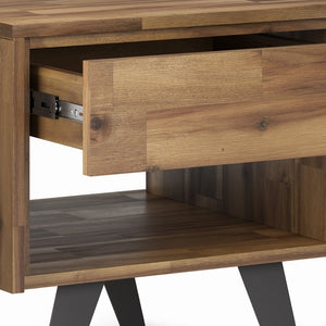 English Elm Lowry End Table - Rustic Acacia With Distressed Golden Wheat Finish & Modern Industrial Design B136P158848