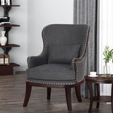 Christopher Knight Home® - Noble House - Mantua Contemporary Fabric Upholstered Accent Chair with Nailhead Trim, Charcoal and Dark Brown