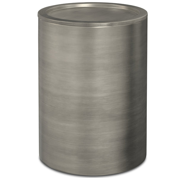 English Elm Corbin Handcrafted Metal Side Table in Antique Copper Finish — Industrial Round Cylinder End Table, 16" diameter x 21" high Gray B136P158996