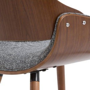 English Elm Malden Bentwood Dining Chair - Elegant Mid-Century Design With Gray Woven Upholstery & Comfort B136P158906