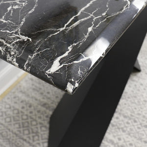 Pasargad Home Luxe Modern Glass Console Table - Elegant Faux Marble & Metal Design For Style Black Faux Marble Gg-1083