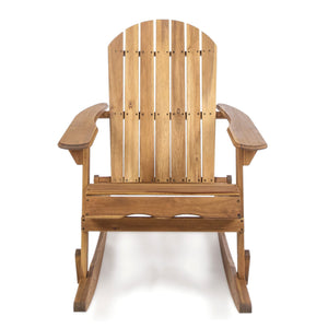English Elm Christopher Knight Home® - MALIBU Adirondack Rocking Chair in Handcrafted Acacia Wood for Patio, Weather-Resistant Comfort & Style Natural 43 L x 28 W x 14.5 H 61681.00