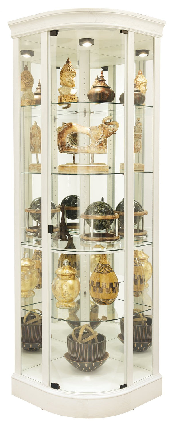 Hekman Furniture 680665 Marlowe Iv Corner Curio Cabinet: Elegant Display With Adjustable Glass Shelves & Interior Lighting Aged Linen Marlowe Iv Corner Curio Cabinet 680665