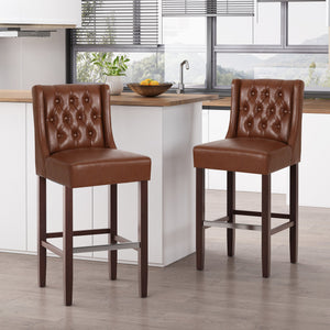 English Elm Christopher Knight Home® - BARSTOOL sleek PU upholstered counter stool with sturdy frame, ergonomic seat and modern minimalist design Light Brown 70678.00PUCOGN