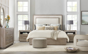 Hooker Furniture Serenity Coastal Cottage California King Upholstered Panel Bed With Two-Tone Malibu Oak Finish And Textured Headboard Pmid Beige 6350-90260-95