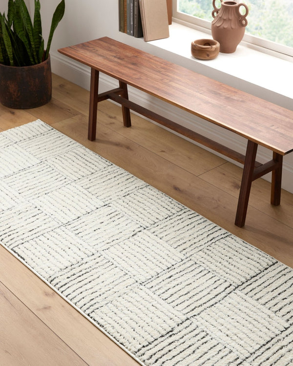 Livabliss Architect Gaar-2300 Striped Polyester Runner Rug with High-low Pile for Hallways Ivory, Black 2'7" x 7'3" GAAR2300-2773