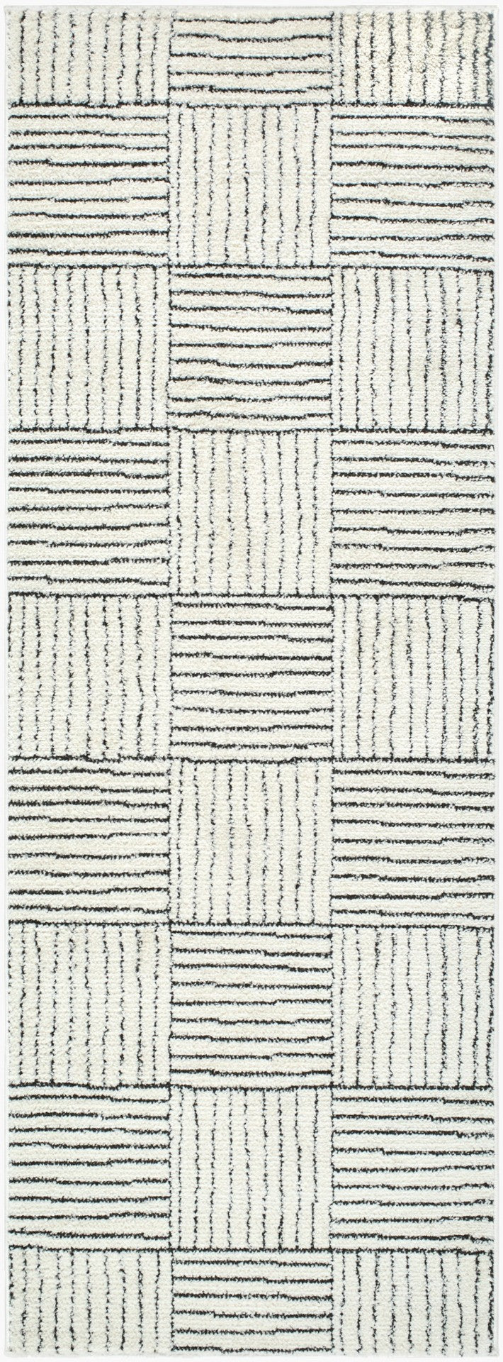 Livabliss Architect Gaar-2300 Striped Polyester Runner Rug with High-low Pile for Hallways Ivory, Black 2'7" x 7'3" GAAR2300-2773